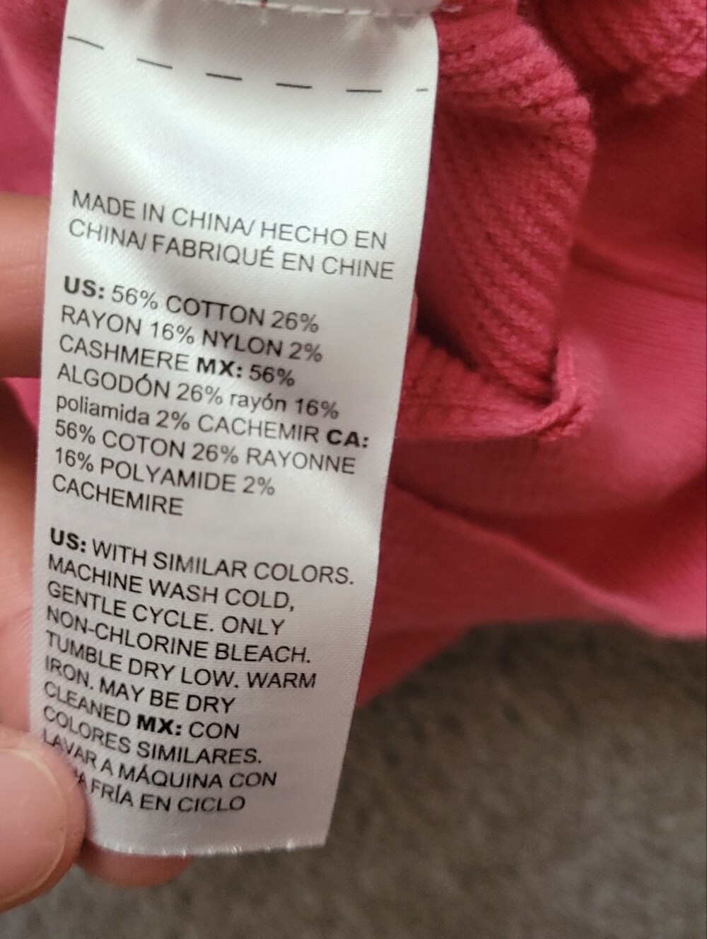 Chico's Cotton Cashmere Blend Ribbed Knit Sweater Pink Size 1 / Medium - Picture 5 of 7